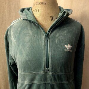 Unique Adidas Velour Hoodie: Size S